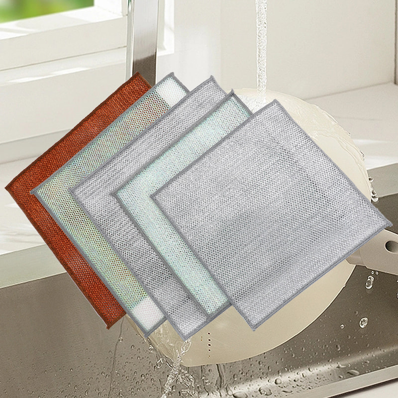 Cârpă de curățat colorată din bronz Lavetă de vase din sârmă argintie dublă